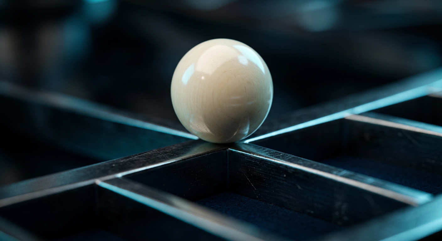 Roda roulette dengan bola putih berputar di tepi piringan kayu